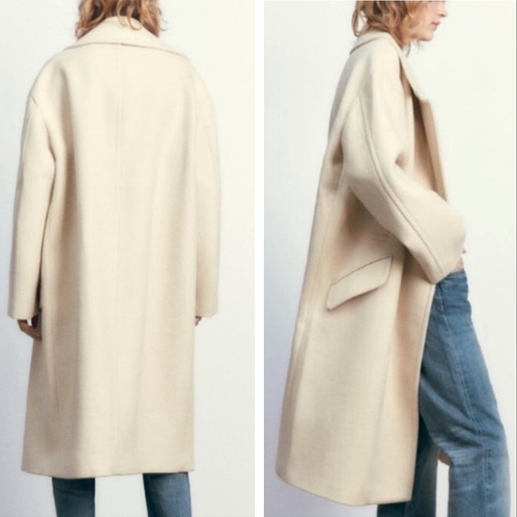 Zara oversized double breasted vanilla cream coat - Picture 4 of 11